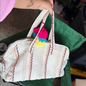 T.J.Maxx Cream Travel Bag with Multicolor Accents